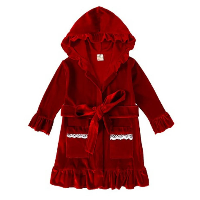 Girl's Cotton Velour Dressing Gown