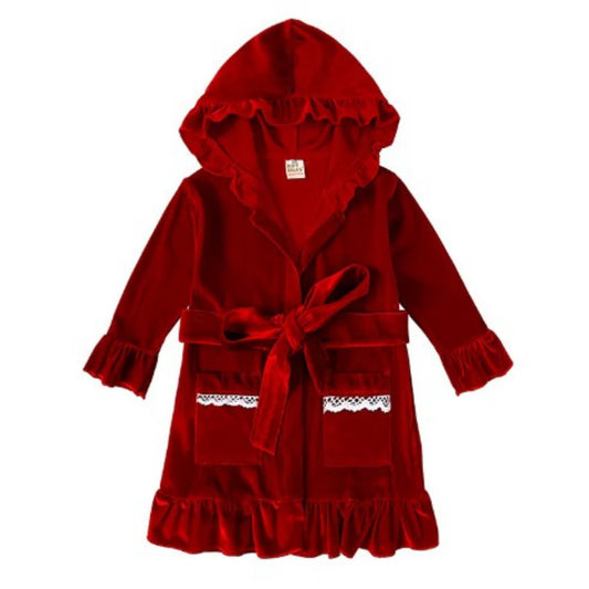 Girl's Cotton Velour Dressing Gown