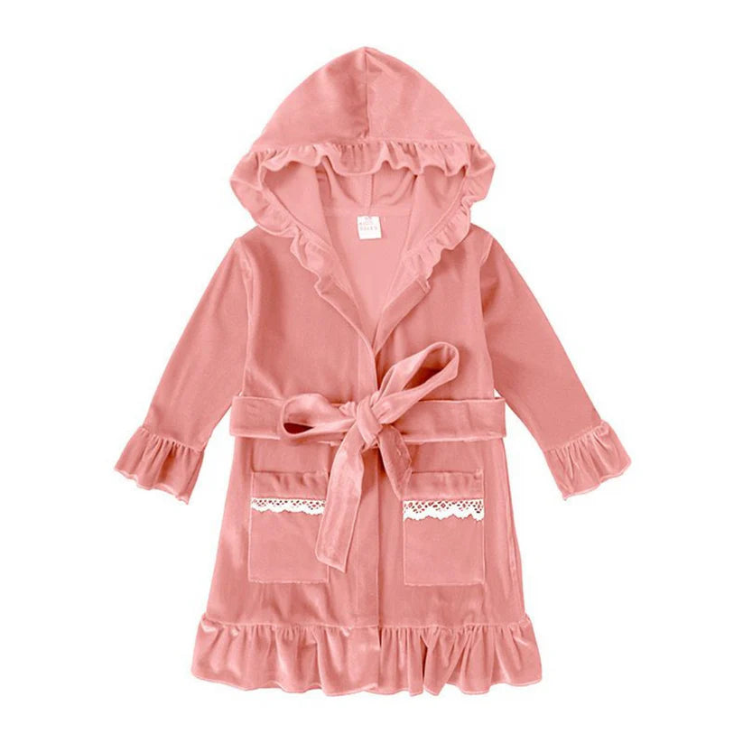 Girl's Cotton Velour Dressing Gown