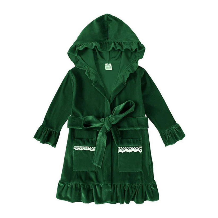 Girl's Cotton Velour Dressing Gown